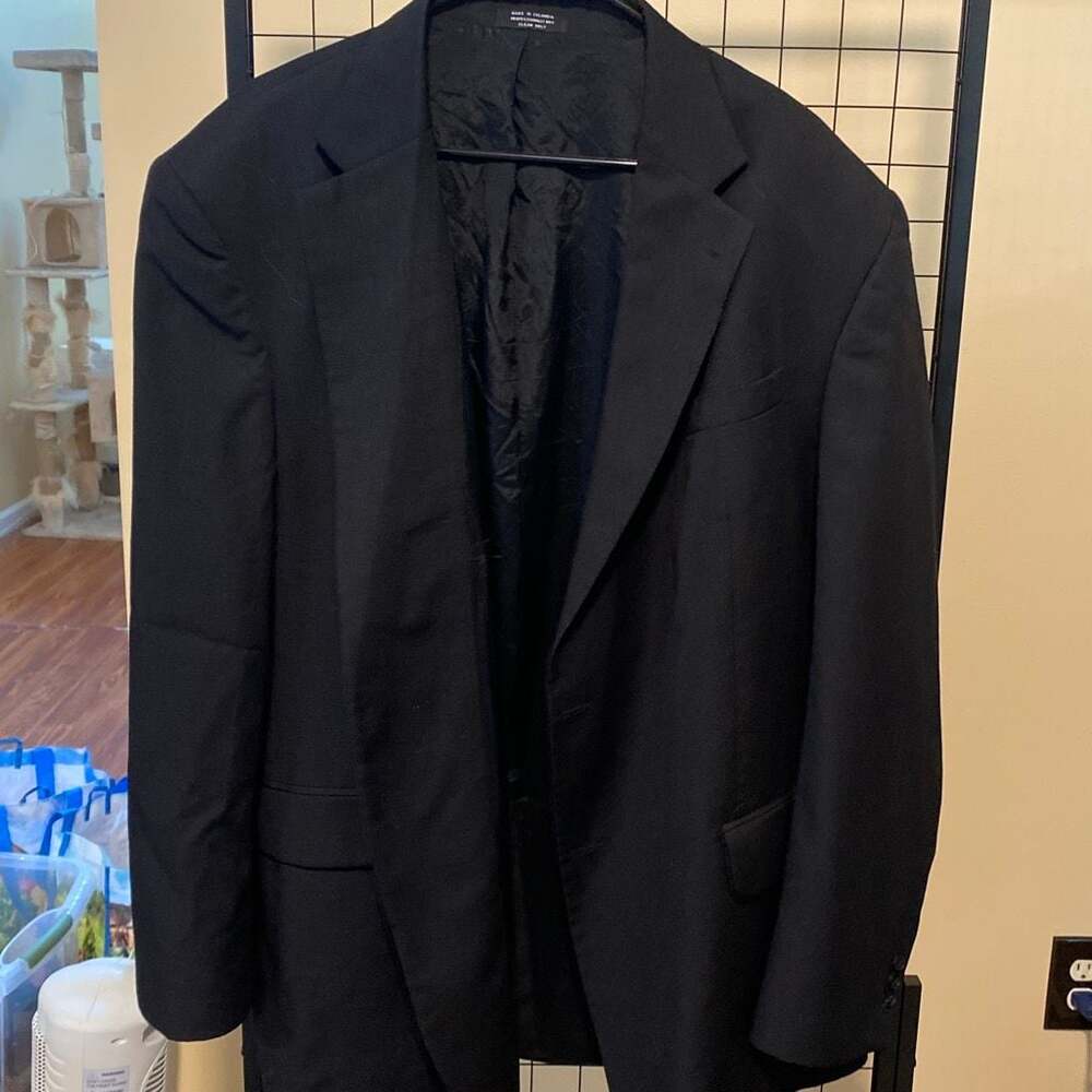David Taylor Men's Solid Black Wool Blazer Sport Coat